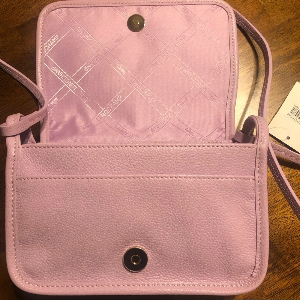 NWT $330 Longchamp Le Foulonné Leather Wallet Crossbody Bag in Lilac! - Picture 9 of 16